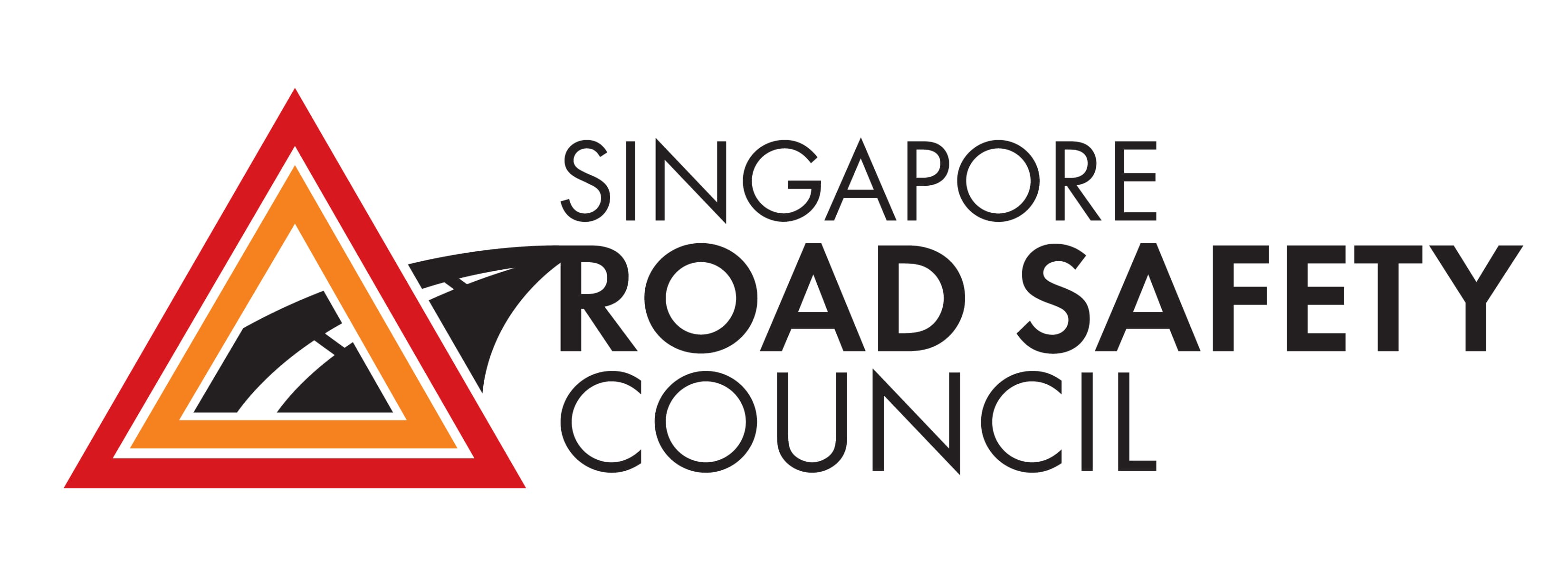 Logo with a red and orange triangle containing a road symbol, and text "Singapore Road Safety Council."